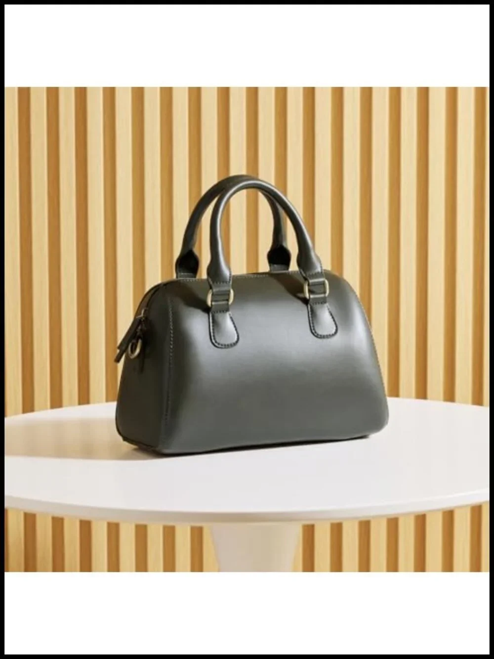 Vegan Leather Boston Bag Vintage Top Handle Satchel Purse Retro Handbag Women